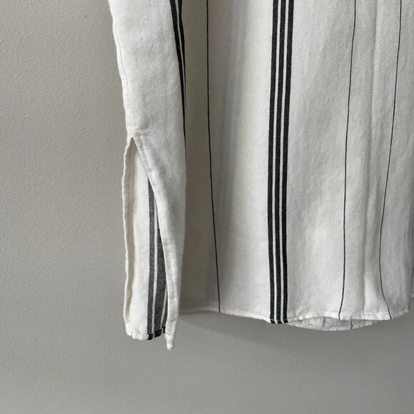 Tibi Striped Mock Neck Blouse Long Sleeve Casual White Black Small - Picture 9 of 11